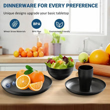 Blue wheat-straw dinnerware set with salad bowl, dinner plate, and cup