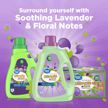 Laundry detergent display with two green bottles and a matching box