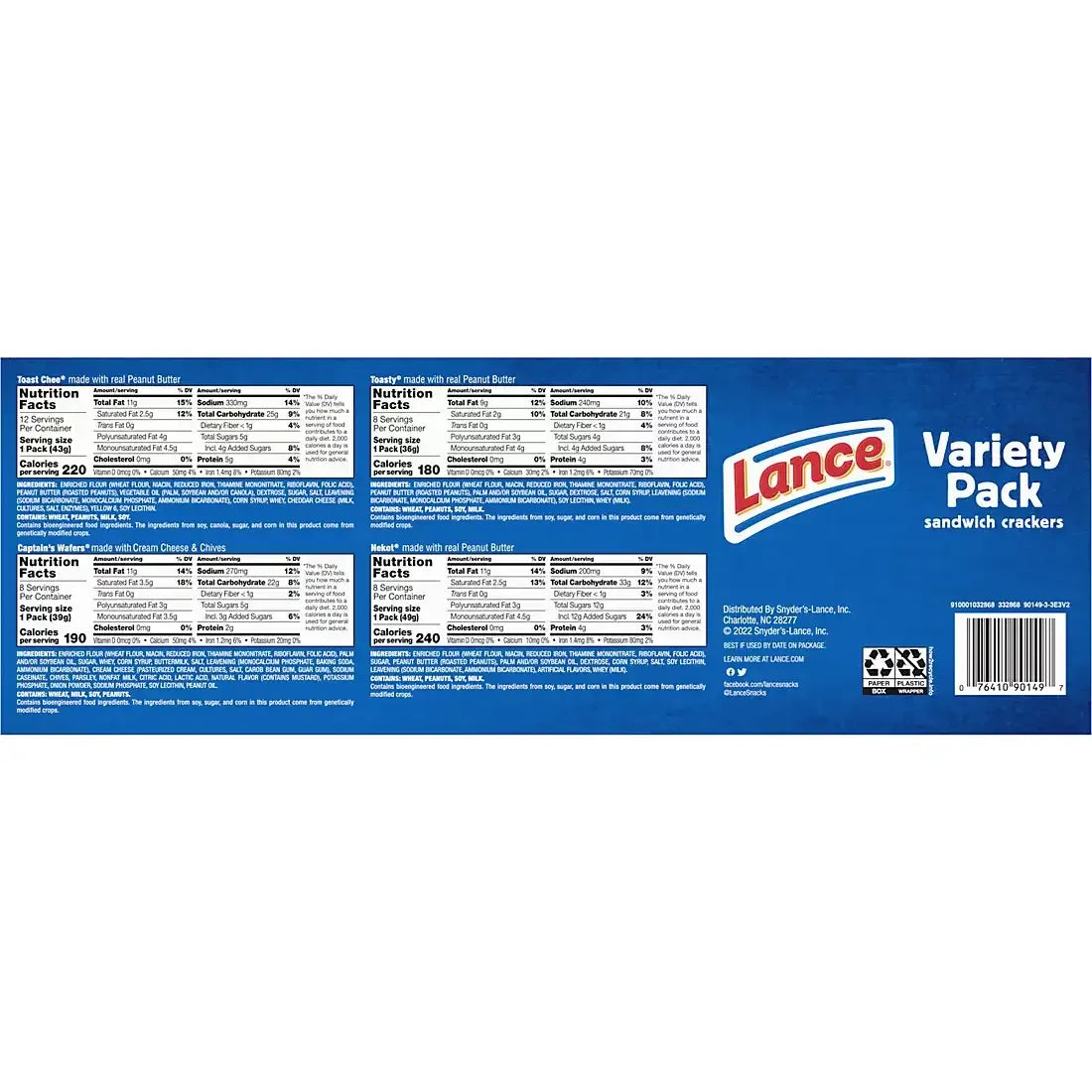 Lance Sandwich Crackers Variety Pack, 36 ct. - USA MEGA SHOP