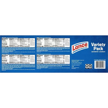 Lance variety pack sandwich crackers back panel with nutrition tables and barcode