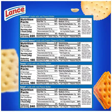 Lance sandwich crackers nutrition facts panels for multiple flavors