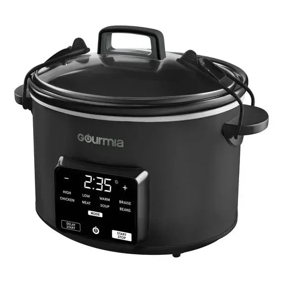 Gourmia Programmable Slow Cooker 4.5 Qt with Digital Controls and Auto Keep Warm, Black
