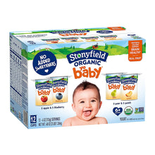 Stonyfield Organic YoBaby Apple, Blueberry, Pear, & Peach Yogurt, Variety Pack, 12 pk./4 oz.