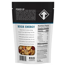 Trail mix pouch back with High Energy text and Nutrition Facts table