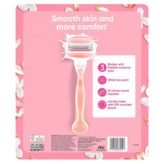 Gillette Venus ComfortGlide White Tea Scented Women's Razor, 3-Blades, 1 Handle + 12 Razor Blade Refills - USA MEGA SHOP