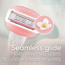 Women’s pink and white 3-blade razor with white cartridge cover