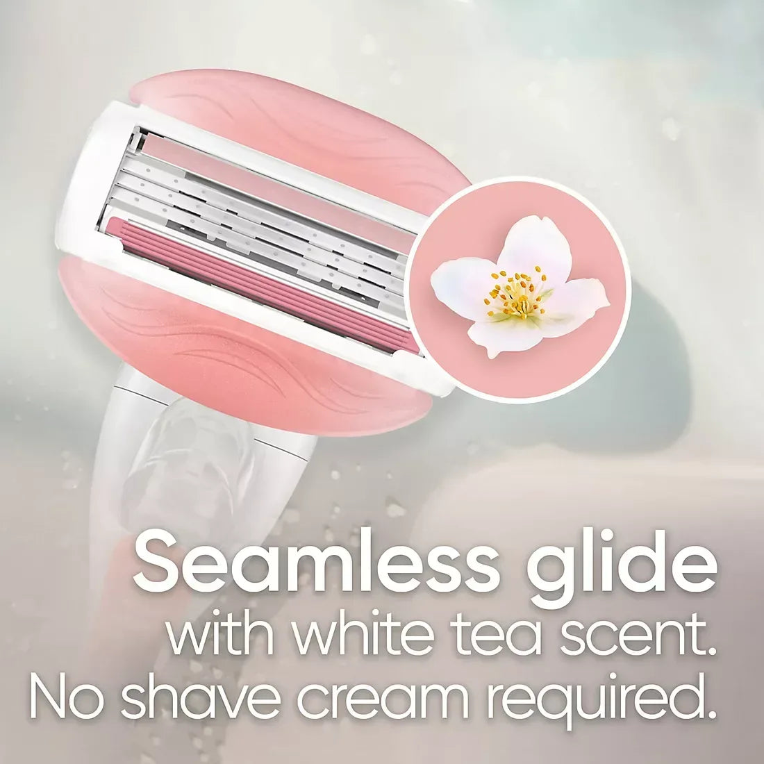 Gillette Venus ComfortGlide White Tea Scented Women's Razor, 3-Blades, 1 Handle + 12 Razor Blade Refills