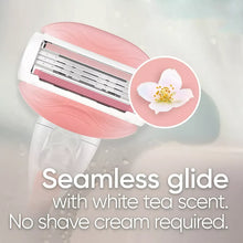 3-blade razor cartridge head in white tea scent design