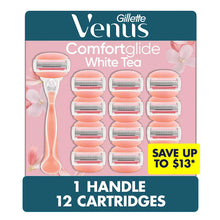 Women’s Venus Comfortglide White Tea razor kit with 1 handle and 12 cartridges