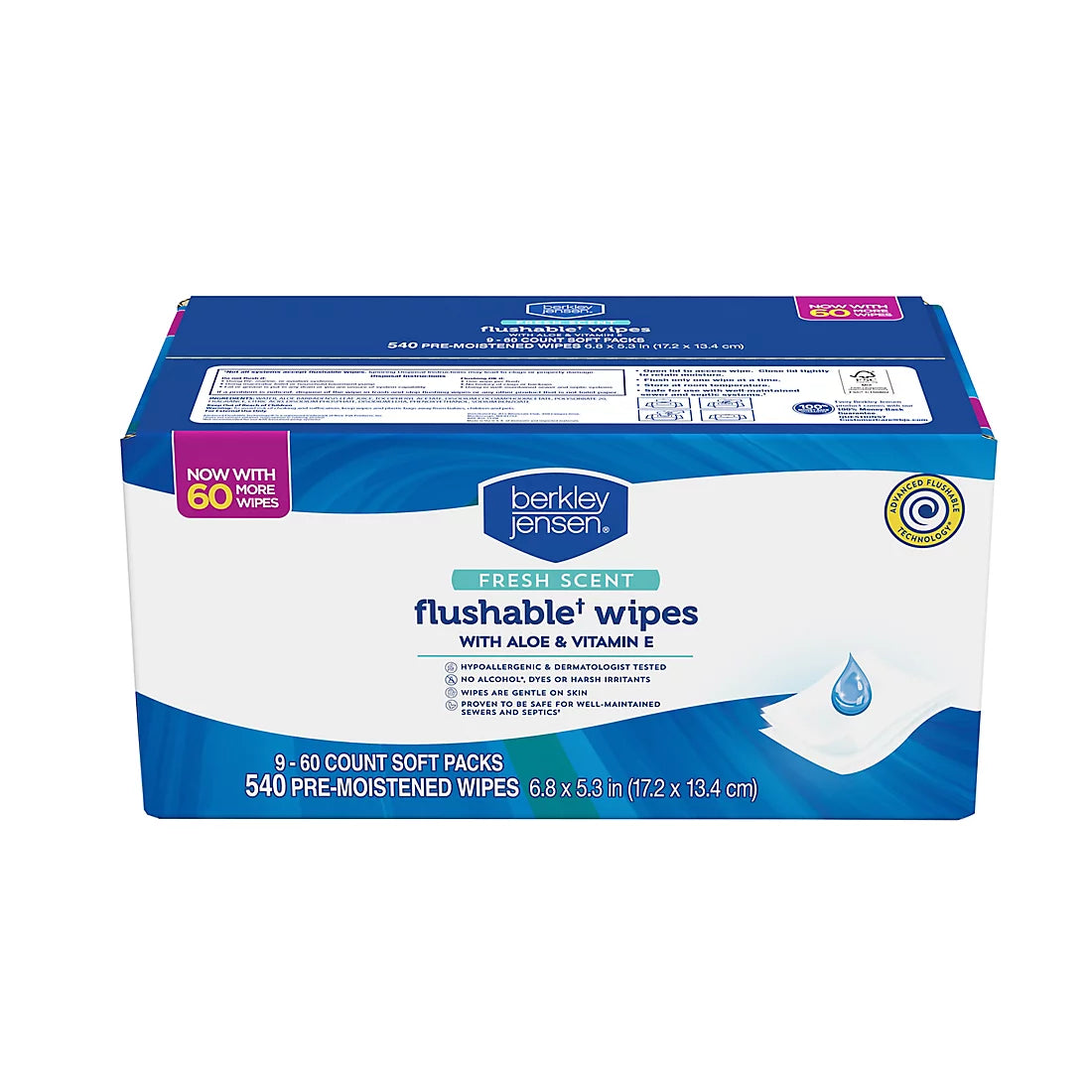 Berkley Jensen Fresh Scent Flushable Wipes, 9 pk.