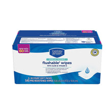Flushable wipes box with Fresh Scent branding, blue and white, 60 count.