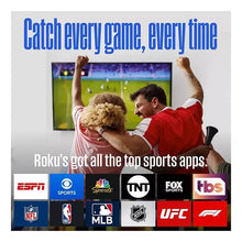 Roku TV screen displaying sports app tiles and channel icons
