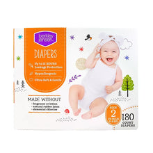 Diaper box, size 2, 180 count, soft-gentle, hypoallergenic, up to 12 hours