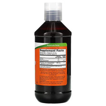 NOW Elderberry Liquid bottle, Supplement Facts panel on back label