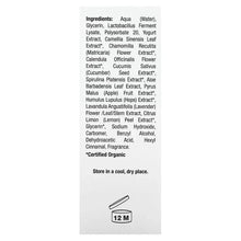 PrescriptSkin probiotic serum ingredient panel with storage note and 12M use icon