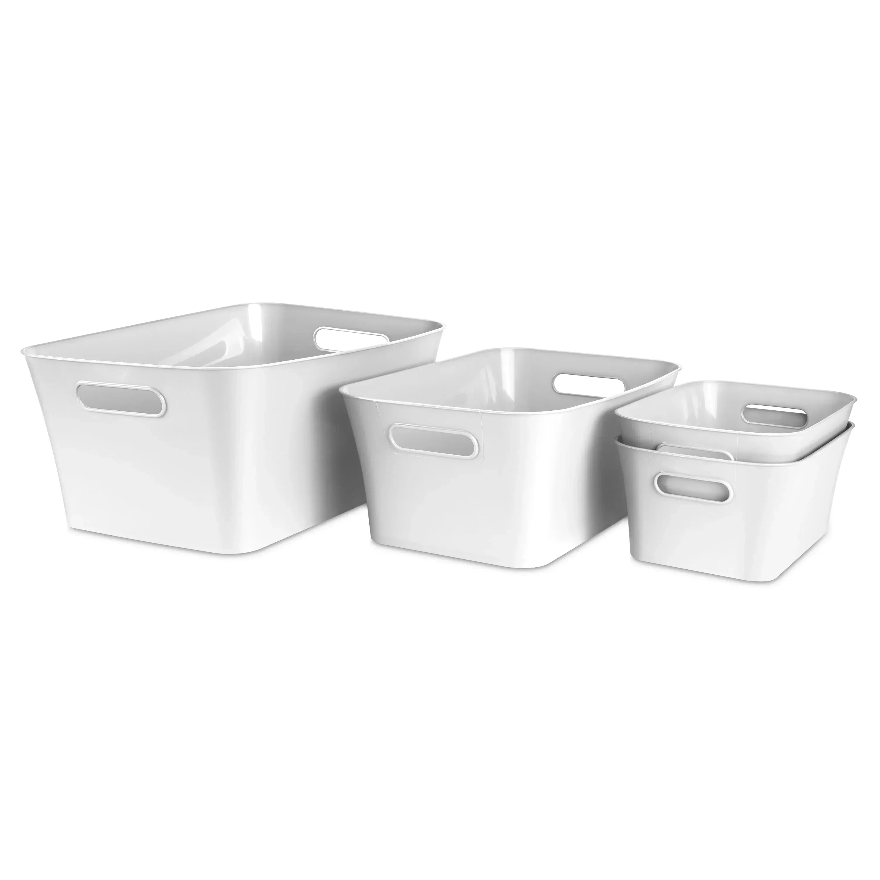(3 pack) Mainstays Large White Plastic Storage Bin, 15.5 in x 11.4 in x 7 in