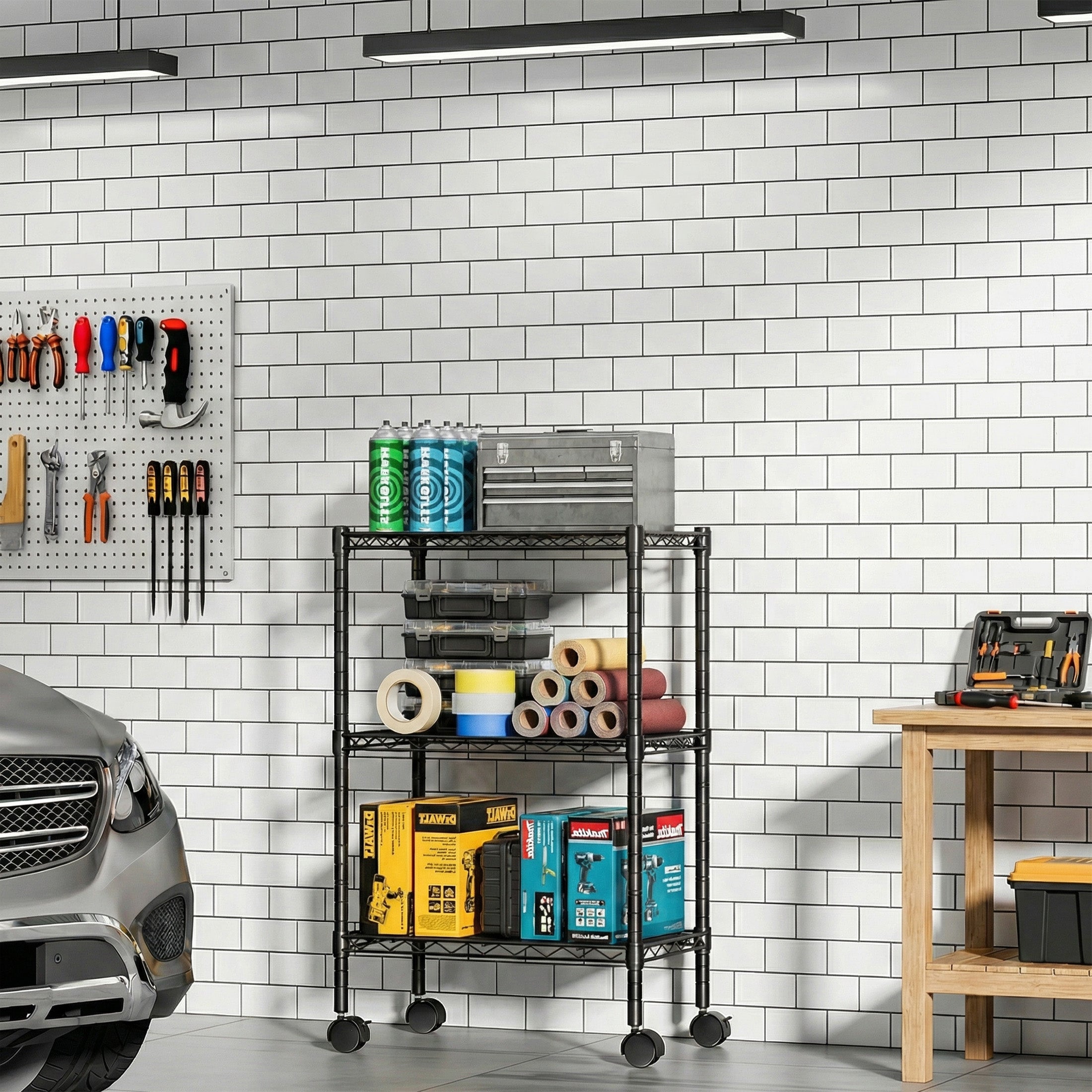 edx 3 Tier Metal Shelving Unit, 23.62"W x 13.78"D x 30"H Height Adjustable Wire Storage Shelves Holds Up to 750 LBS, Black