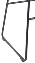 Black metal stool leg for backless bar stool with curved support bar