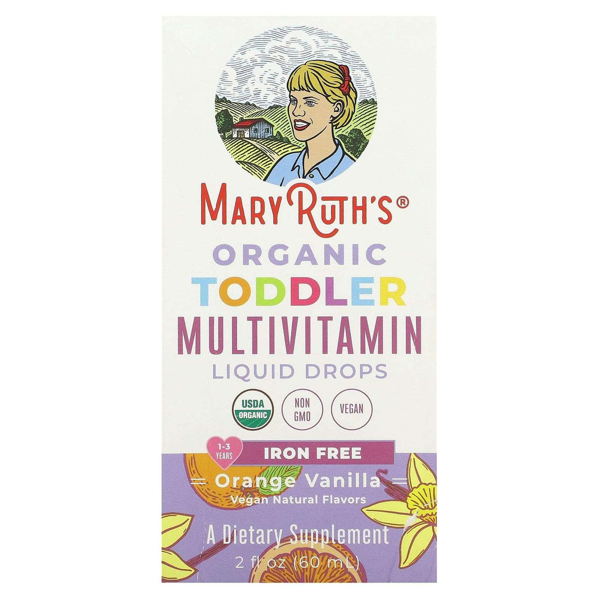 MaryRuth's, Organic Toddler, Multivitamin Liquid Drops, 1-3 Years, Orange Vanilla, 2 fl oz (60 ml) - USA MEGA SHOP