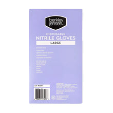 Disposable nitrile gloves box, Large, 200-count; back panel with label and size details.