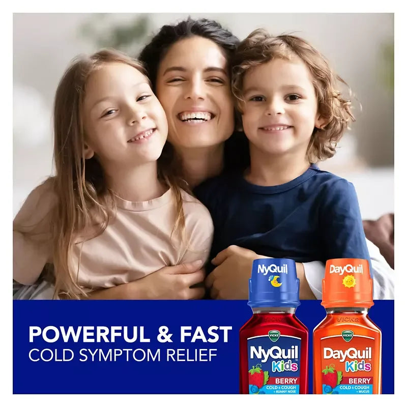 Vicks DayQuil & NyQuil Kids Berry Cold & Cough Medicine Combo Pack, 3 pk. - USA MEGA SHOP