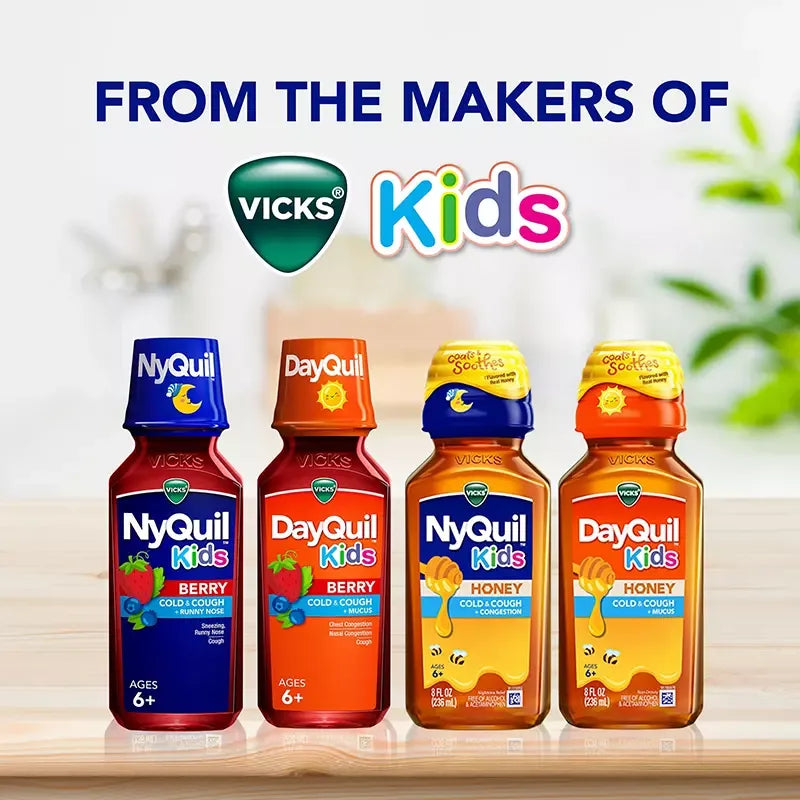 Vicks DayQuil & NyQuil Kids Berry Cold & Cough Medicine Combo Pack, 3 pk. - USA MEGA SHOP