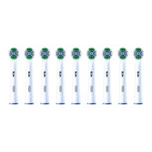 Toothbrush replacement brush heads (9) with green and blue bristles