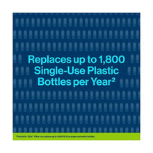 Brita UltraMax Elite filtered water dispenser graphic about replacing single-use plastic bottles