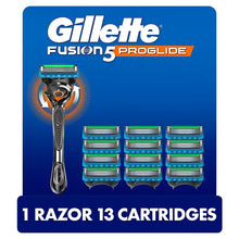 Shaving razor kit with handle and 13 cartridges, Fusion5 ProGlide blister card.