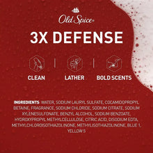 Old Spice body wash ingredients panel with surfactants and fragrance list