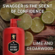 Old Spice Swagger body wash bottle, lime and cedarwood scent