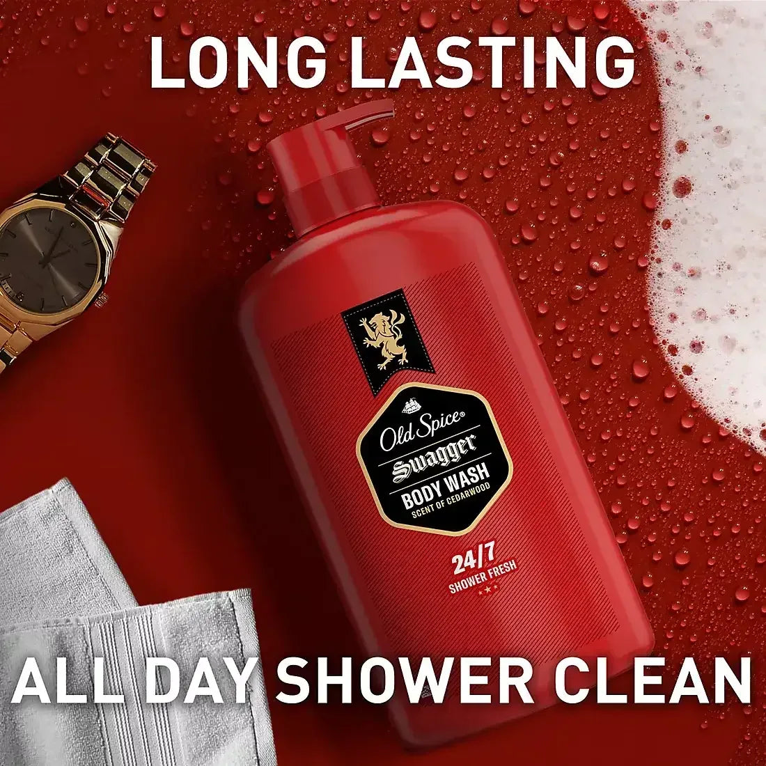 Old Spice Men's Swagger Body Wash Pump, Cedarwood Scent, 24/7 Shower Fresh, 2 pk./33.4 oz.