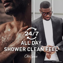 Old Spice Swagger body wash bottle, red pump, 24/7 all day shower clean