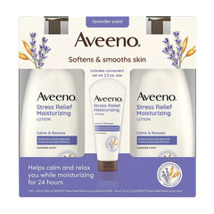 Aveeno Stress Relief Moisturizing Body Lotion with Lavender Scent, 2 pk./18 oz. + 2.5 oz. - USA MEGA SHOP