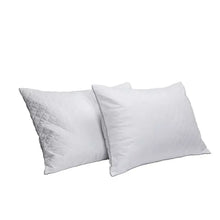 2 quilted memory foam pillows, white, shown together with stitched panels
