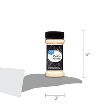 Onion powder bottle with black cap and front label, 5 in tall
