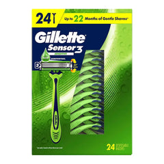 Gillette Sensor3 Sensitive Men's Disposable Razor, 3-Bladed Razor Blades, 24 ct. - USA MEGA SHOP