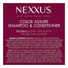 Nexxus Color Assure shampoo and conditioner ingredient panel on product box