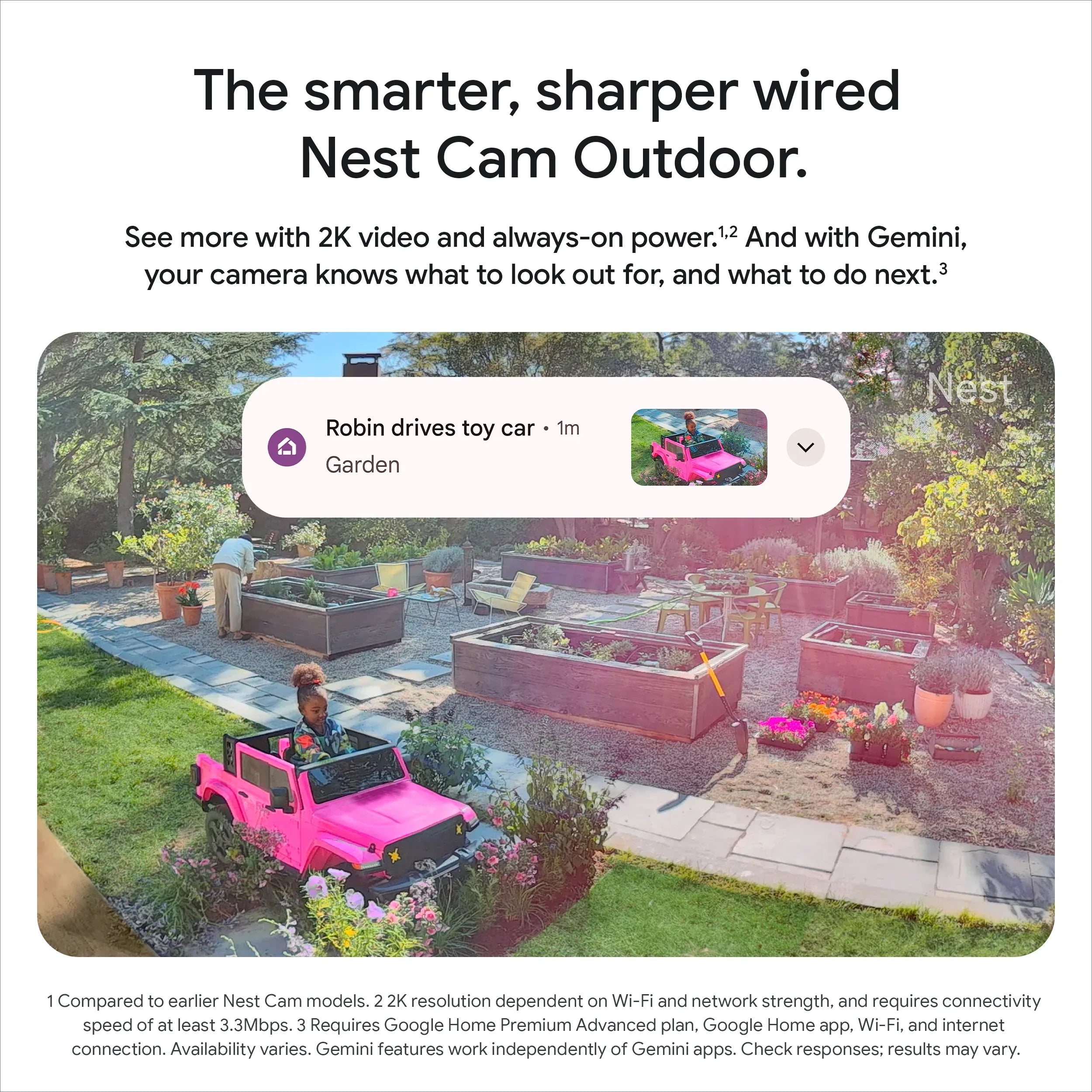 Google Nest Cam Outdoor Security Camera 2nd Gen with 2K Video and Gemini Compatibility