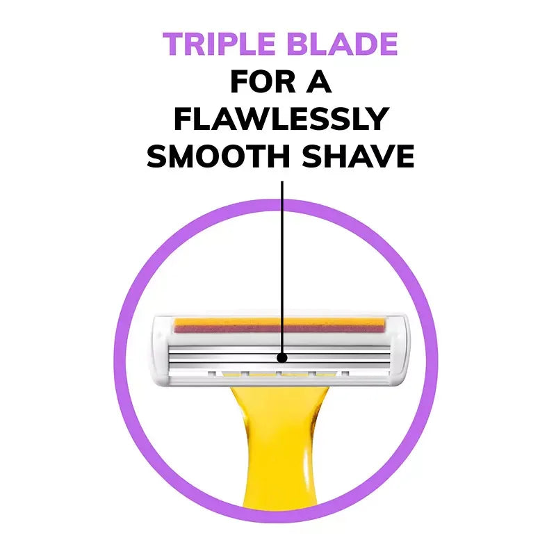 BIC Soleil Simply Smooth Disposable Razor, 3 Blade Womens Razors, 16 ct. - USA MEGA SHOP
