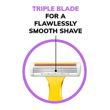 Triple-blade razor cartridge with smooth-shave blades.