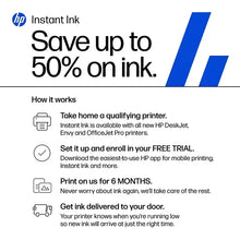 Instant Ink promo graphic stating “Save up to 50% on ink”