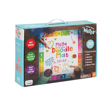 Mega doodle mat kit box, front panel with 'Mega Doodle Mat' and 20 tools