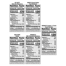 Hershey's assorted Halloween candy bulk bag nutrition facts close-up for assorted candies