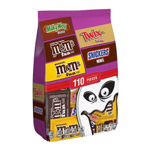Halloween candy variety bag, purple, 110 pieces, M&M’s, Twix, Snickers, Milky Way logos