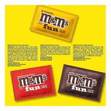 M&M's fun size candy variety pack with three mini chocolate candy packets