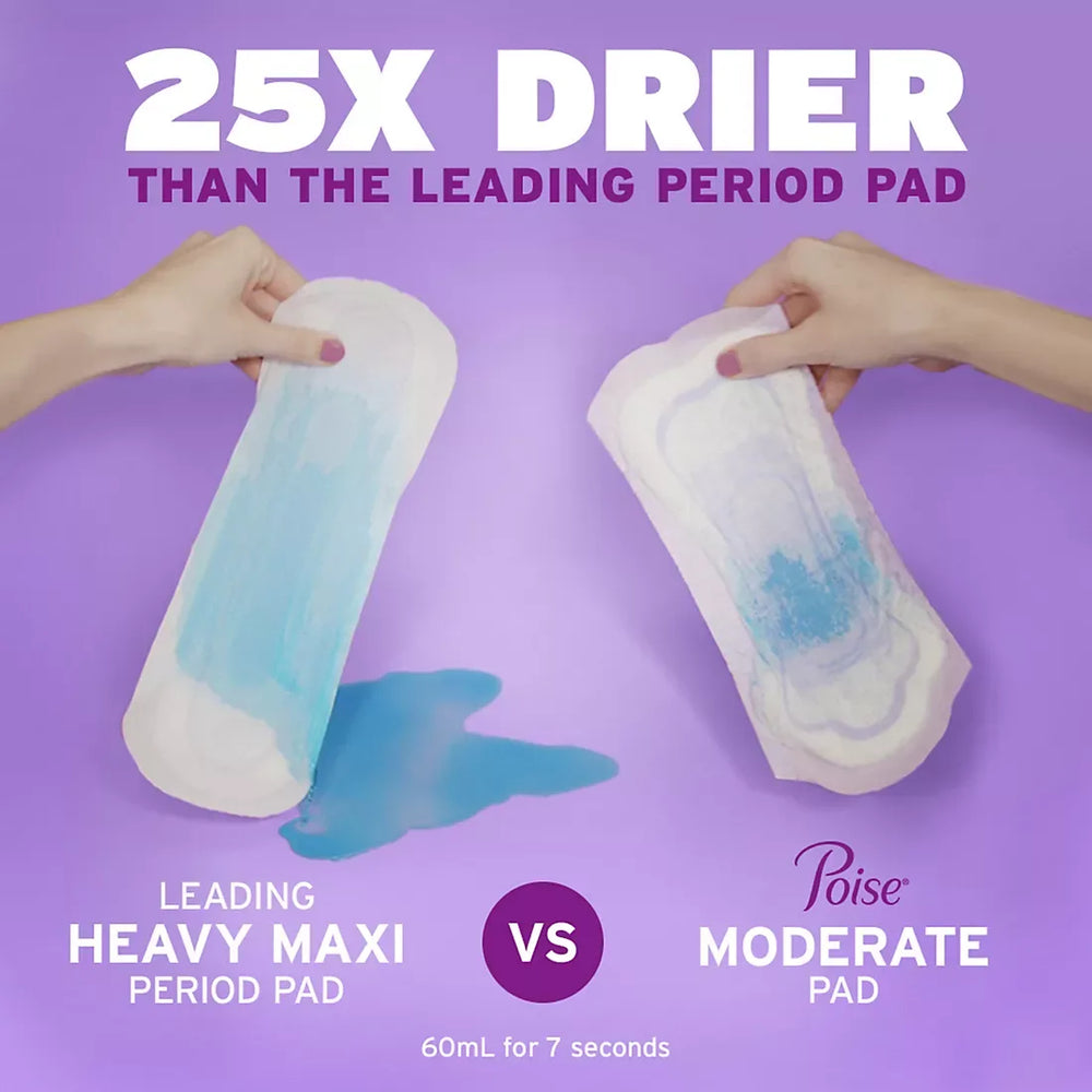 Poise Incontinence & Postpartum Pads for Bladder Leaks, 6 Drop Ultimate Absorbency, Long Length, 120 ct. - USA MEGA SHOP