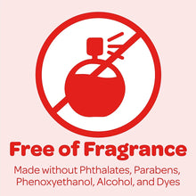 Fragrance-free baby wipes label icon with no phthalates or parabens