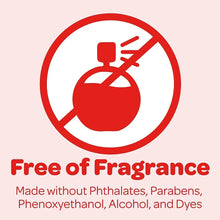 Fragrance-free baby wipes label with icon and ingredient note