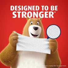 Charmin Ultra Strong toilet paper with patterned sheet and 'Designed to be stronger'